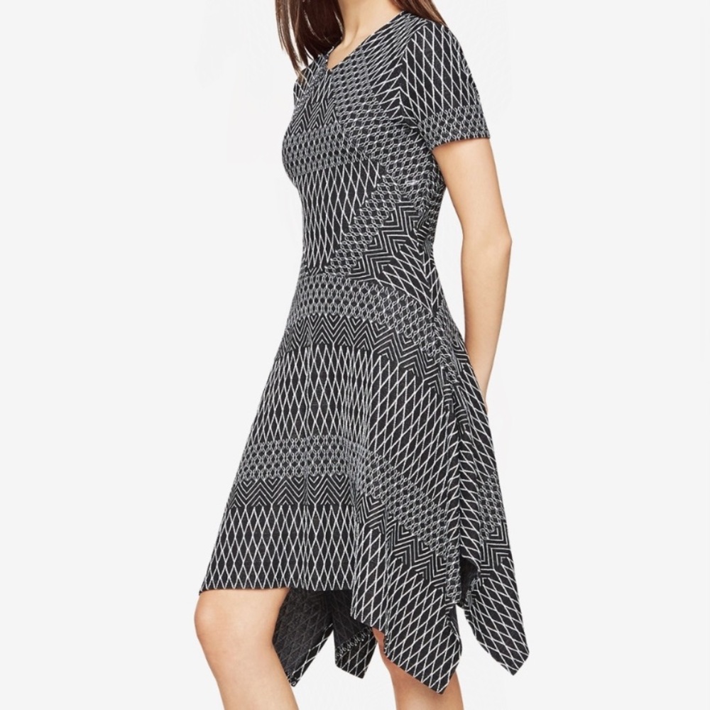 NEW NWT BCBGMAXAZRIA Arsley Deco-Knit Dress🖤🤍🖤